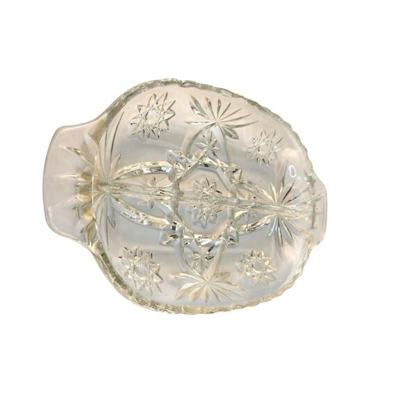 Anchor Hocking Star Of David Clear Glass Divided Oval Relish Nut Dish Vintage El - Picture 8 of 8